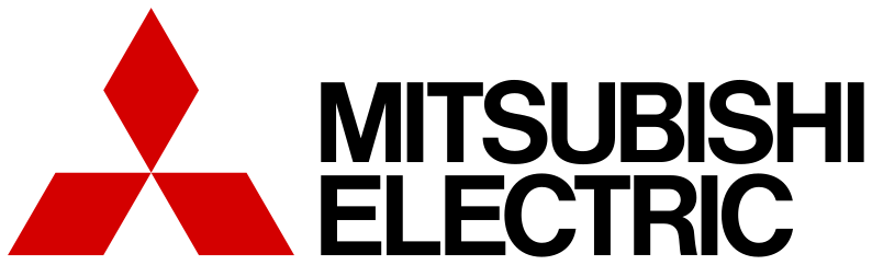 Mitsubishi Electric logo with three red diamonds and black text.