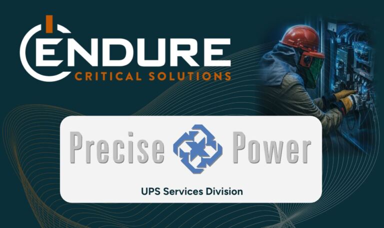 Endure Critical Solutions logo above a box containing the Precise Power UPS Services Division logo.